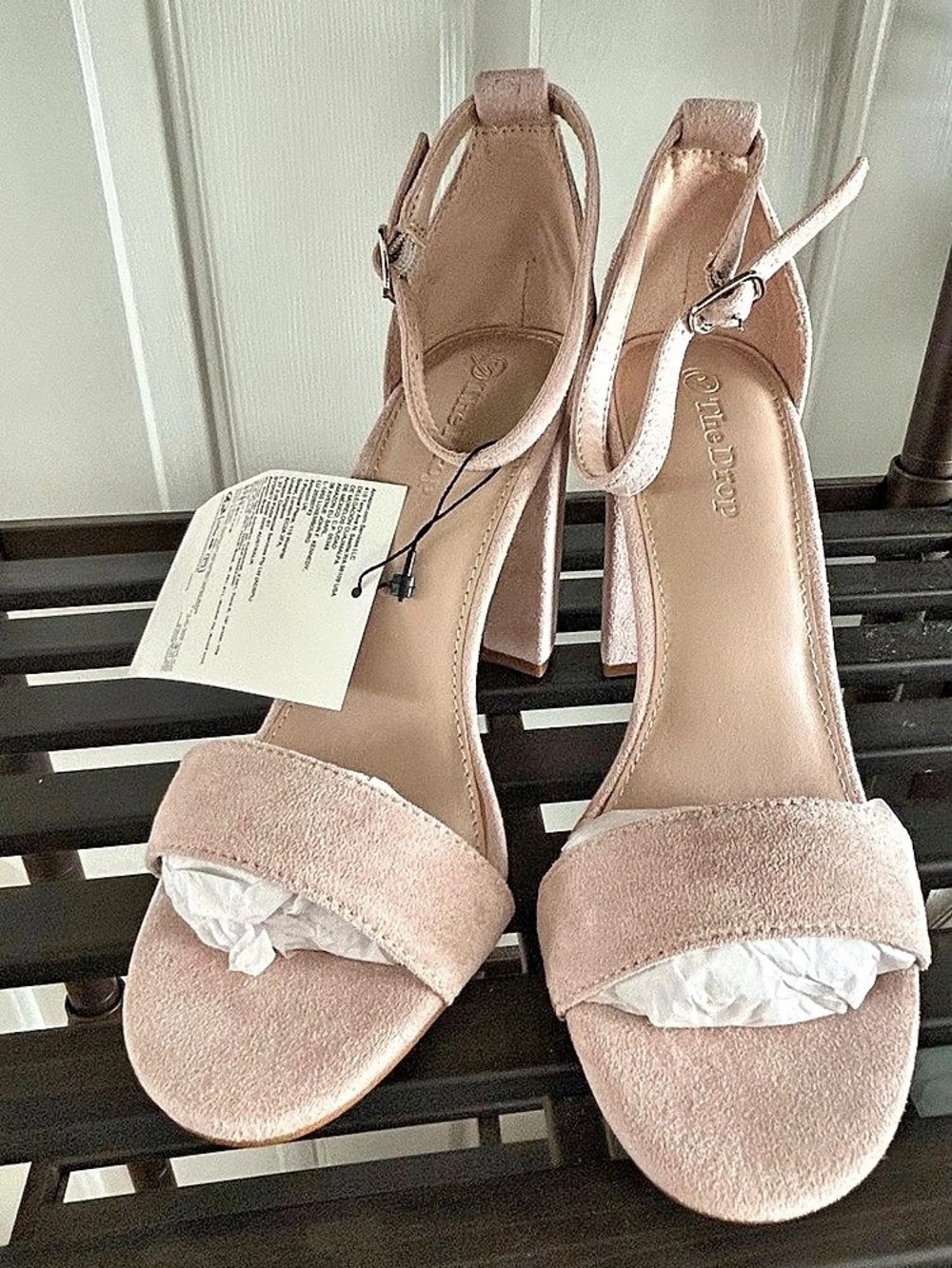 The Drop Avery Two Strap High Heeled Sandal Pink US 7.5